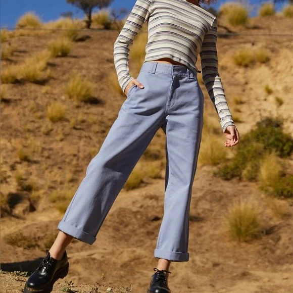 Women’s Chambray DICKIES Crop Roll Hem Work Pants Like New - Picture 13 of 14